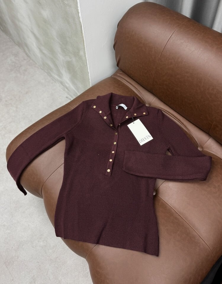 Dilvin Çıtçıtlı Kazak Bordo