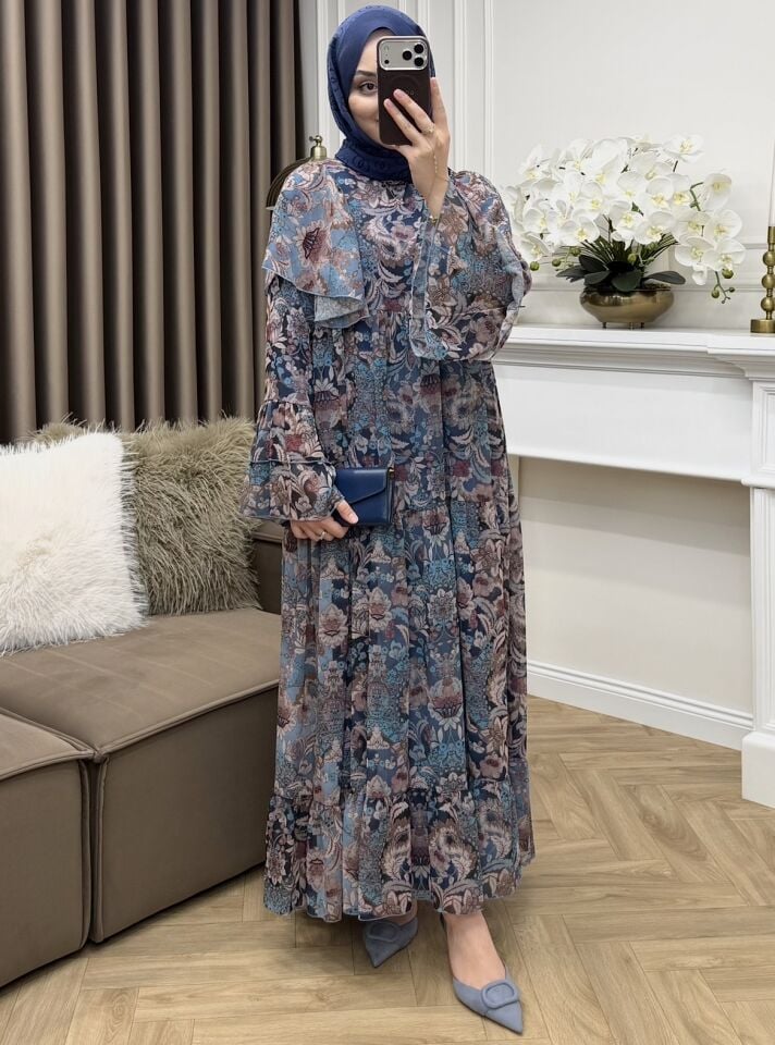 Melani Şifon Elbise Mavi