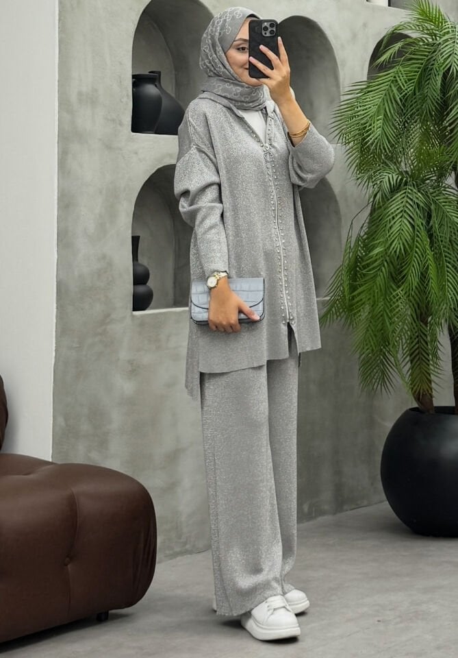 Zoha Simli Merserize Takım Gri