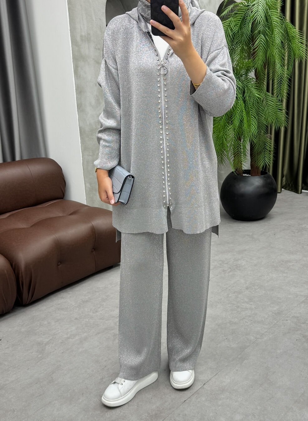 Zoha Simli Merserize Takım Gri