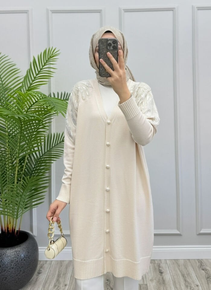 Paradise Merserize Hırka Ekru