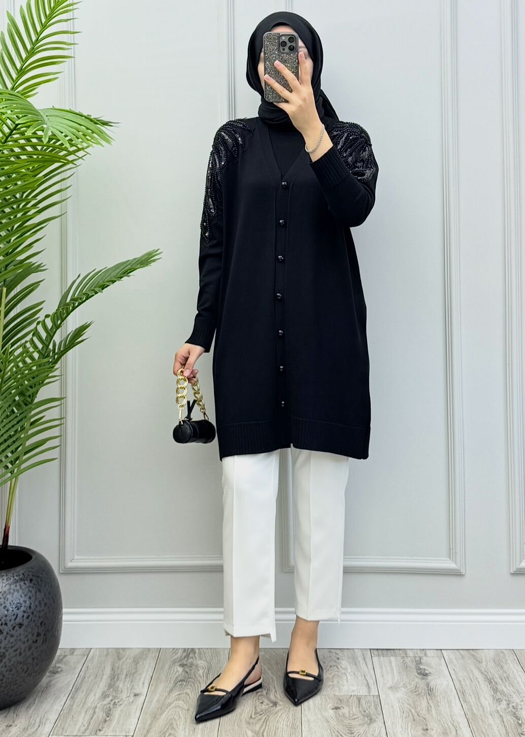 Paradise Merserize Hırka Siyah