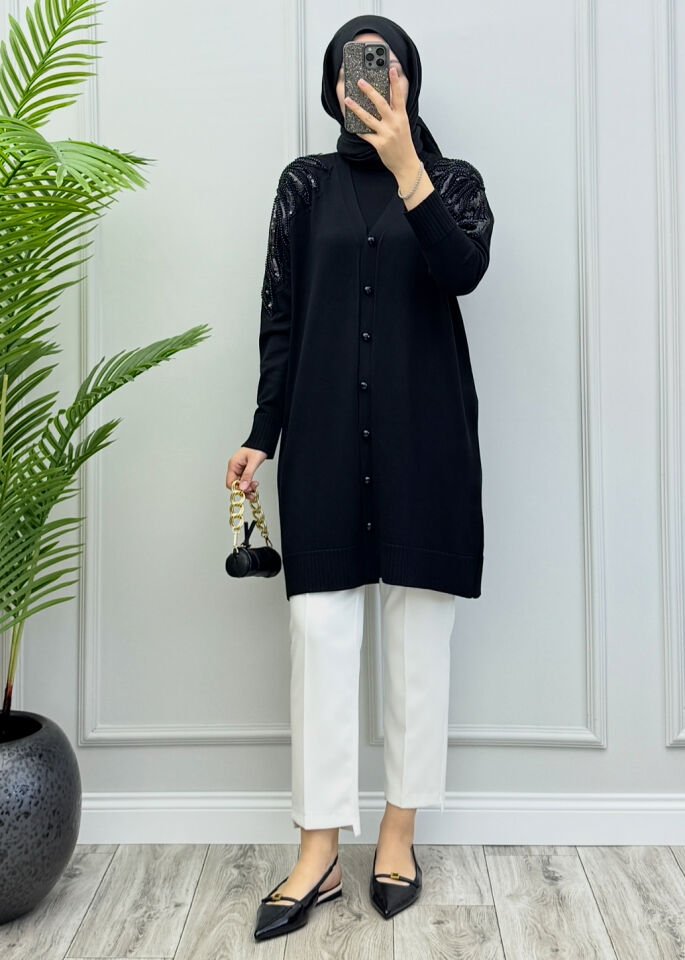 Paradise Merserize Hırka Siyah