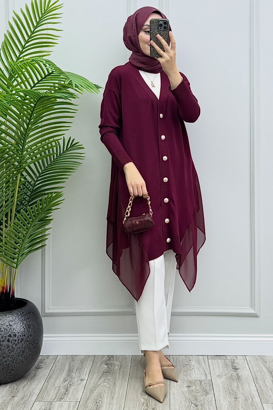 Mona Merserize Hırka Bordo