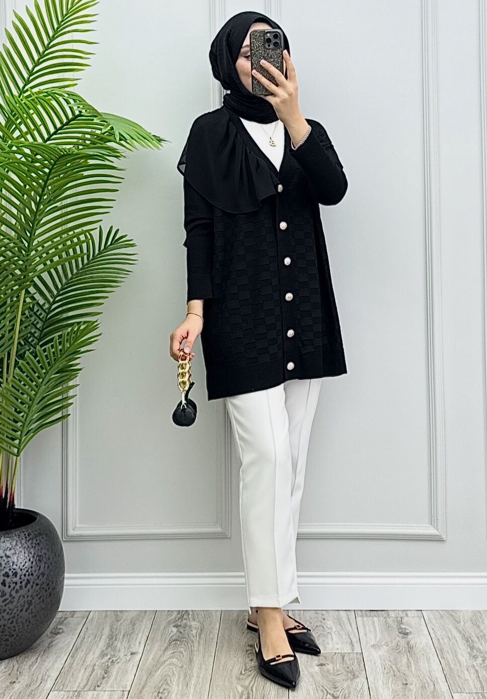 Giza Merserize Hırka Siyah