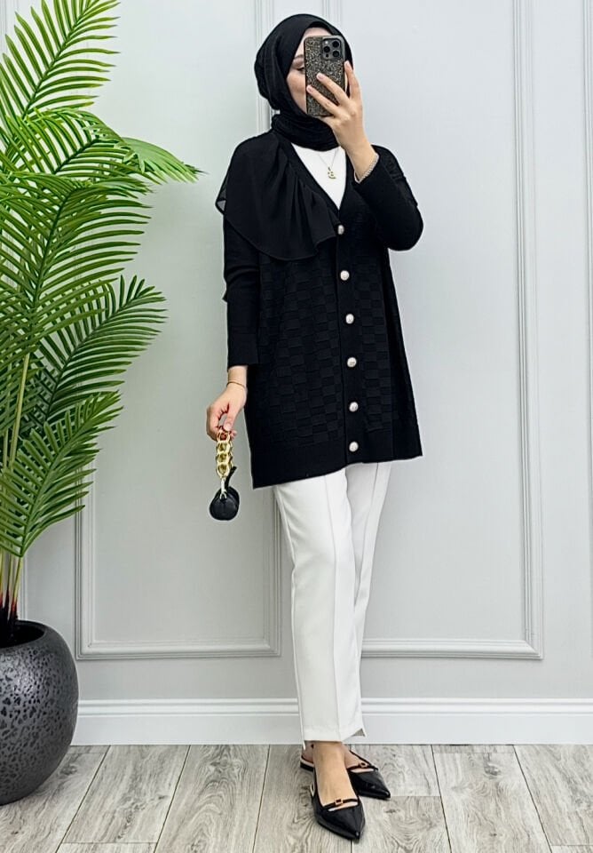 Giza Merserize Hırka Siyah