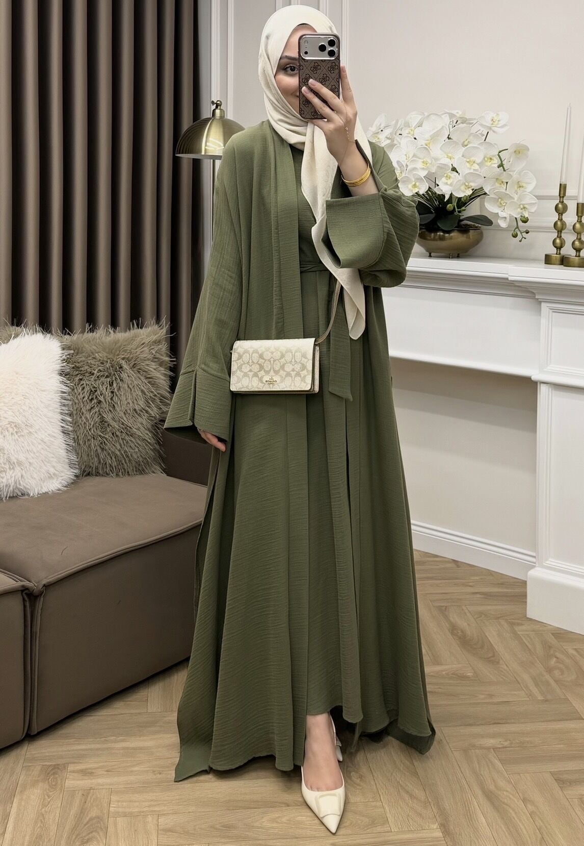 Seha Müslin Abaya Takım Haki