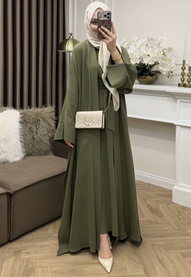 Seha Müslin Abaya Takım Haki