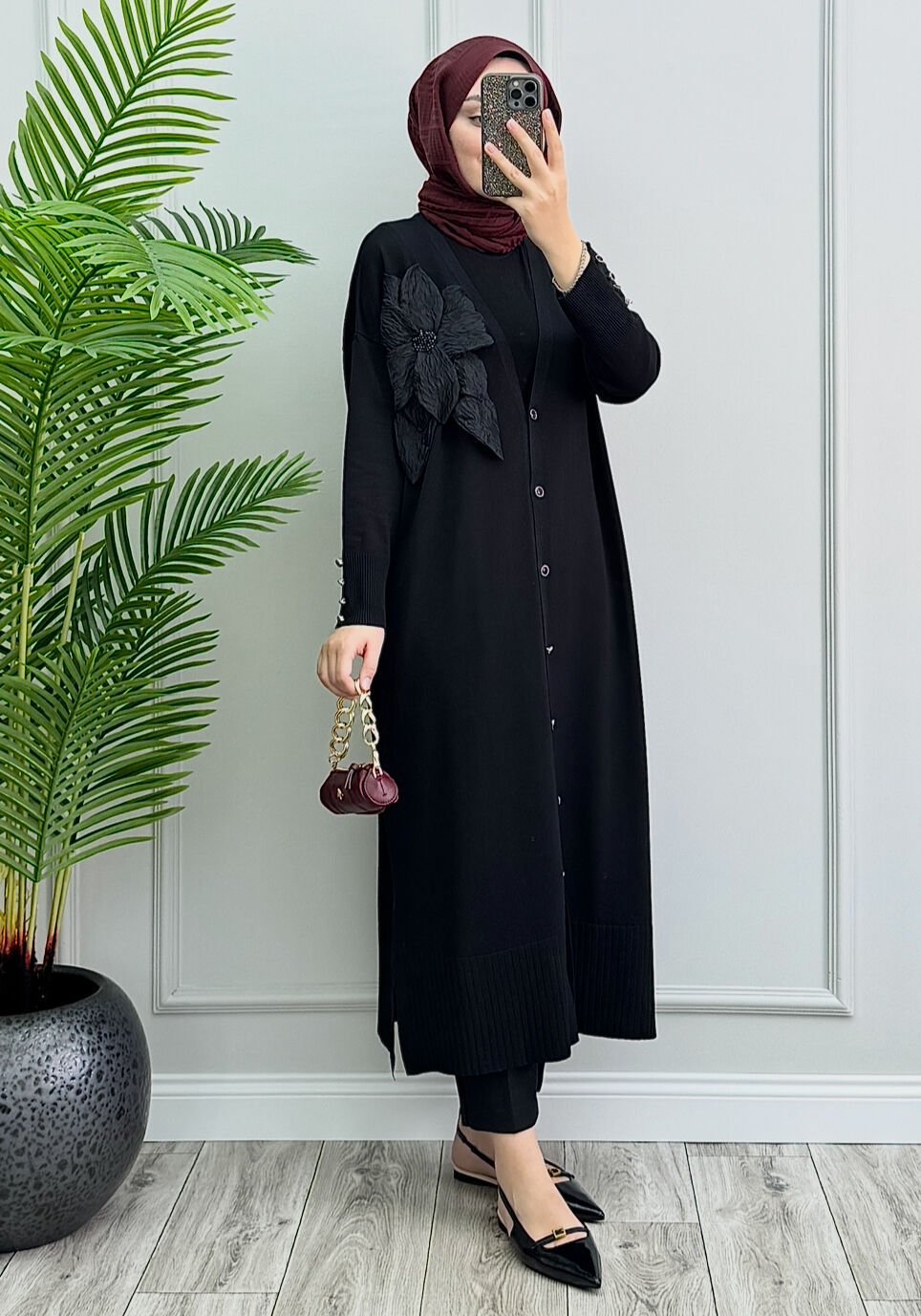 Rose Merserize Hırka Siyah