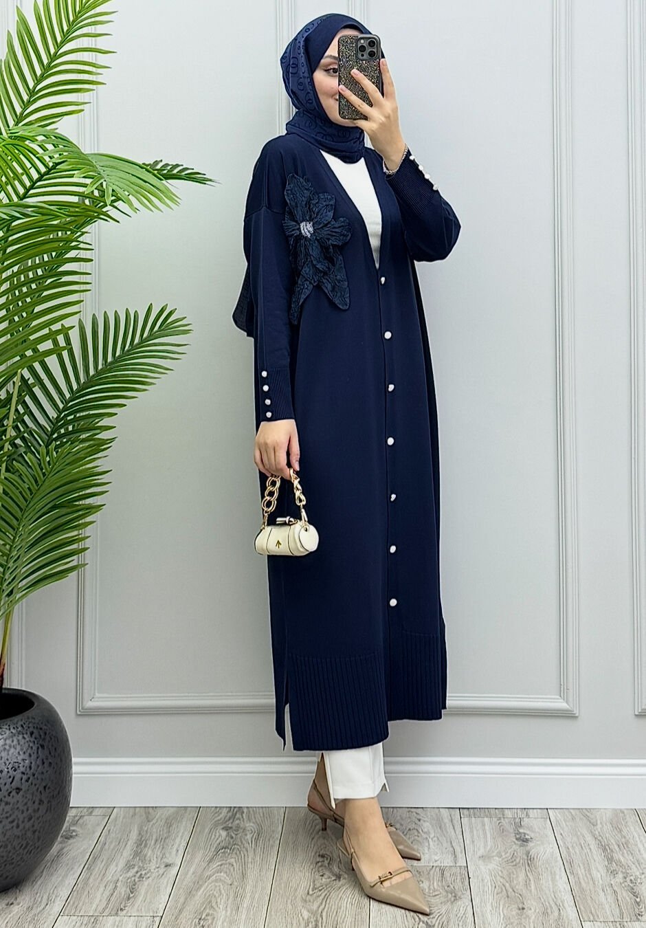 Rose Merserize Hırka Lacivert