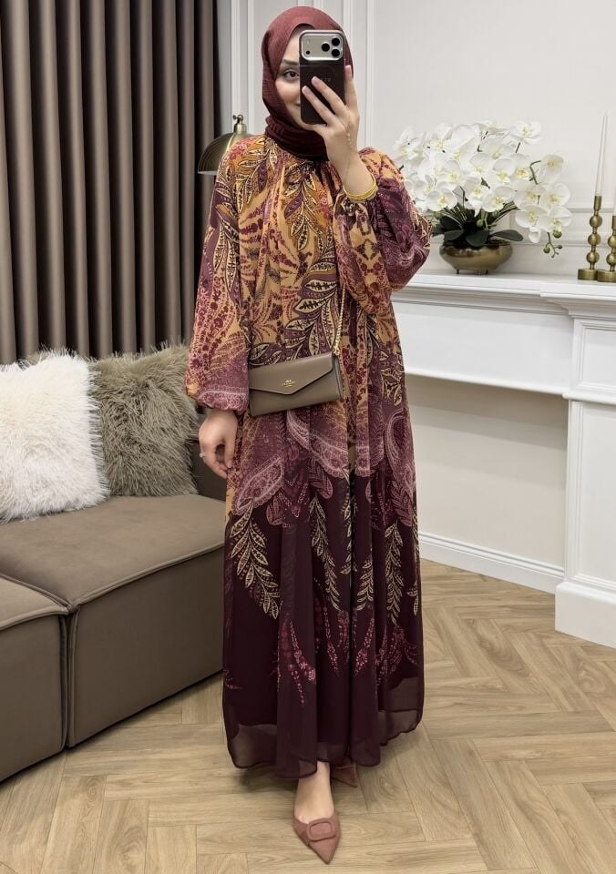 Lavin Şifon Elbise Bordo (Ön Sipariş)