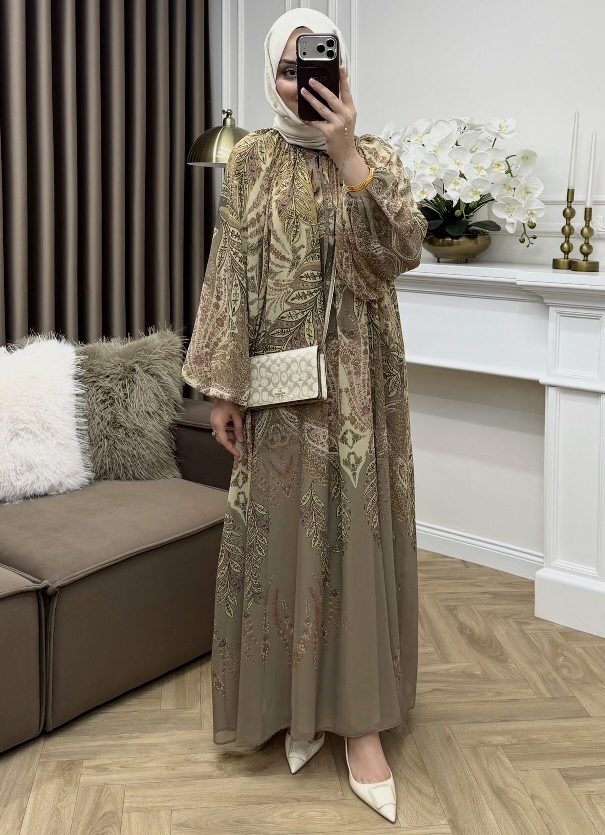 Lavin Şifon Elbise Haki