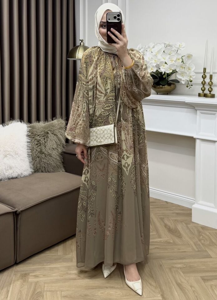 Lavin Şifon Elbise Haki