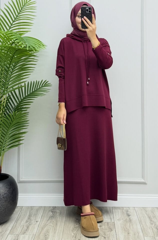 Nova Merserize Etekli Takım Bordo