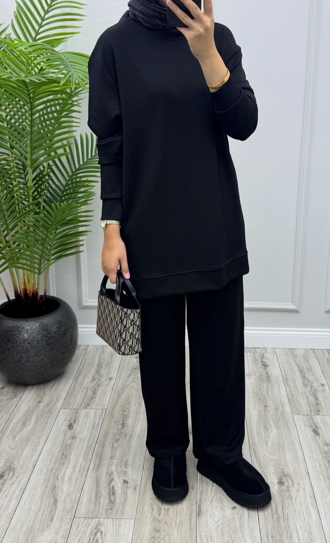 Peru Taşlı Oysho Takım Siyah