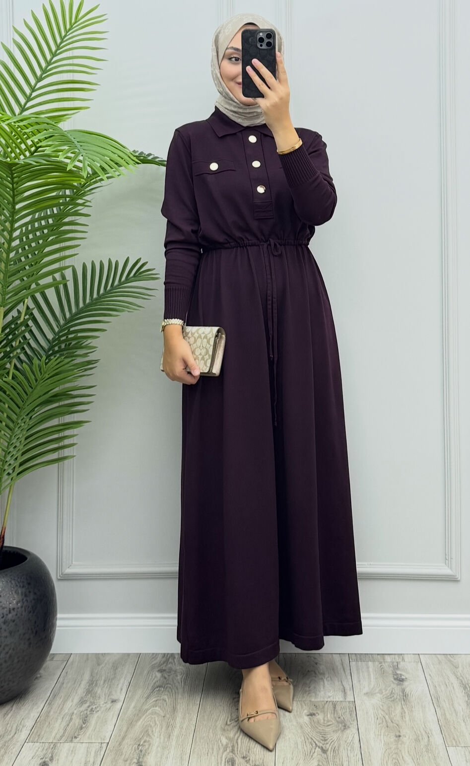 Mayla Merserize Elbise Mürdüm