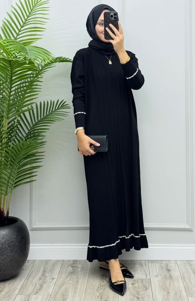 Viole Merserize Elbise Siyah