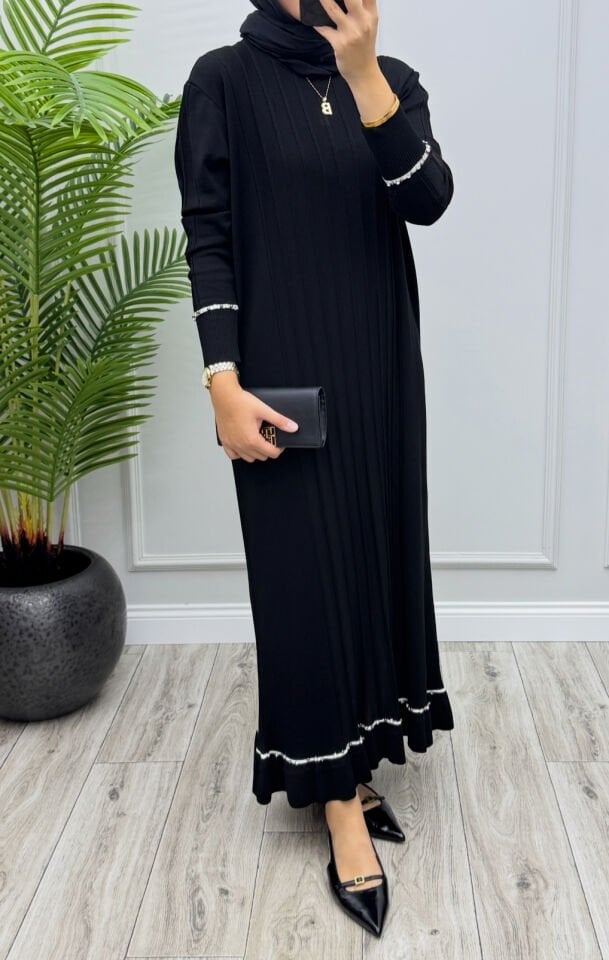 Viole Merserize Elbise Siyah