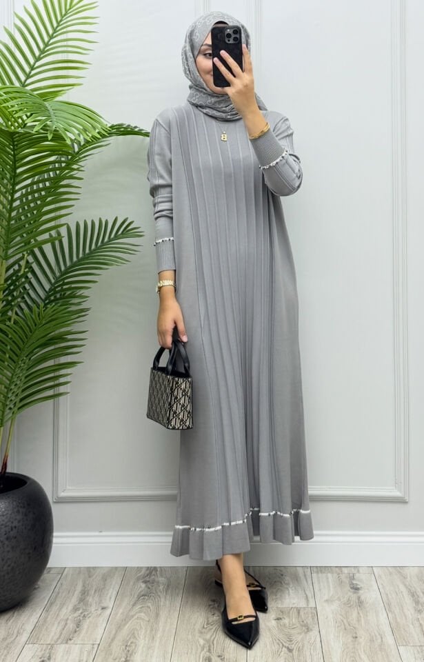 Viole Merserize Elbise Gri