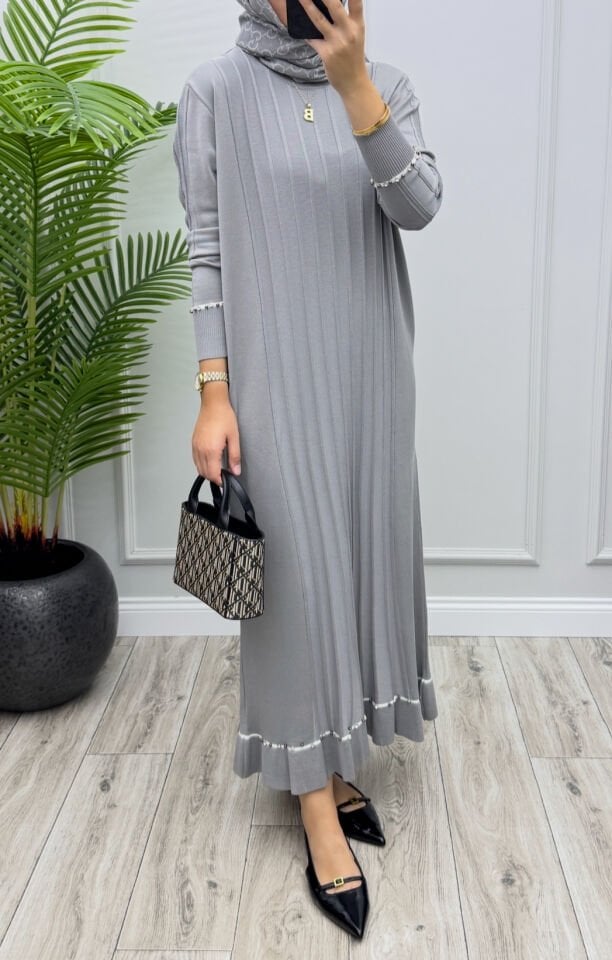 Viole Merserize Elbise Gri