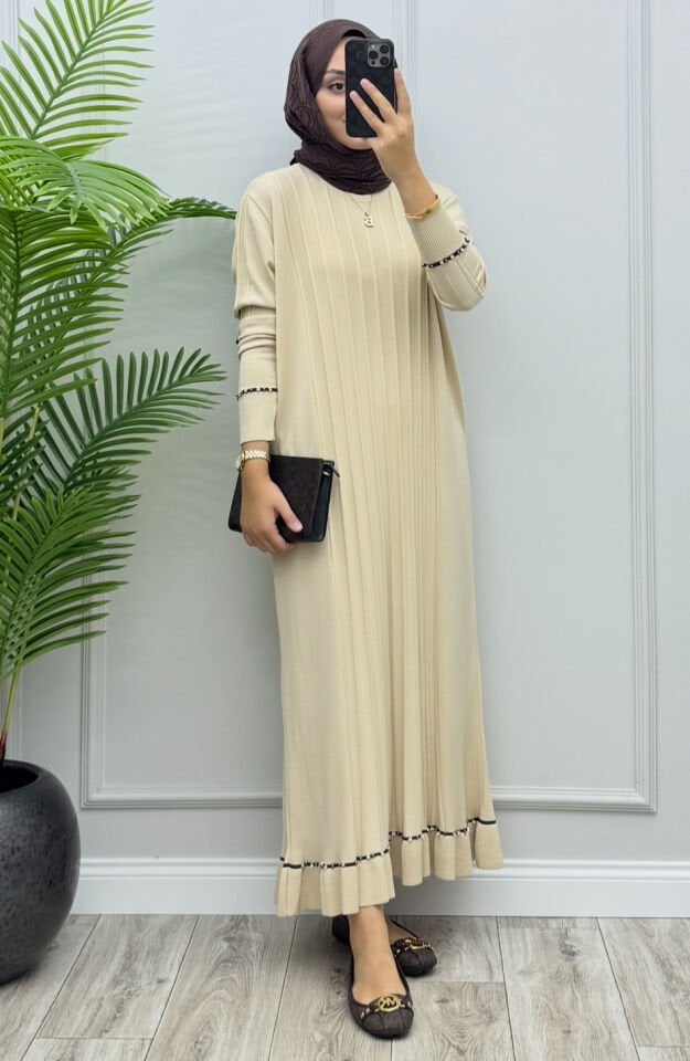 Viole Merserize Elbise Krem