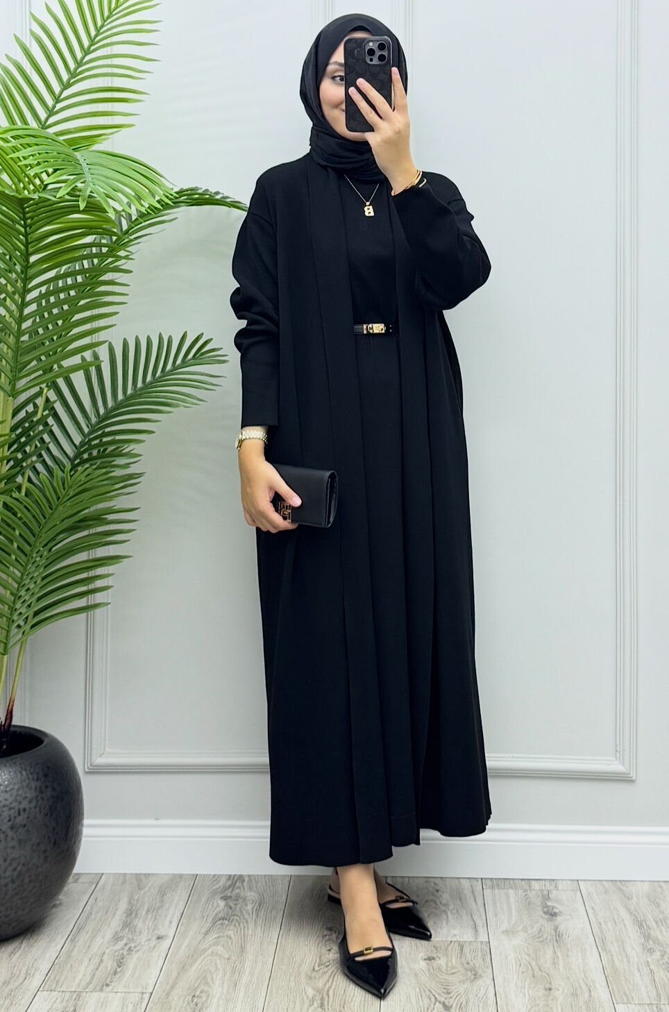 Fara İç Elbiseli Hırka Takım Siyah