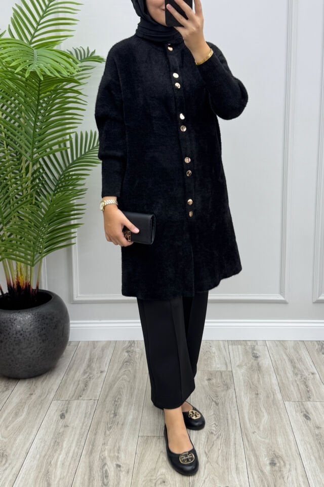 Hanna Angora Hırka Siyah