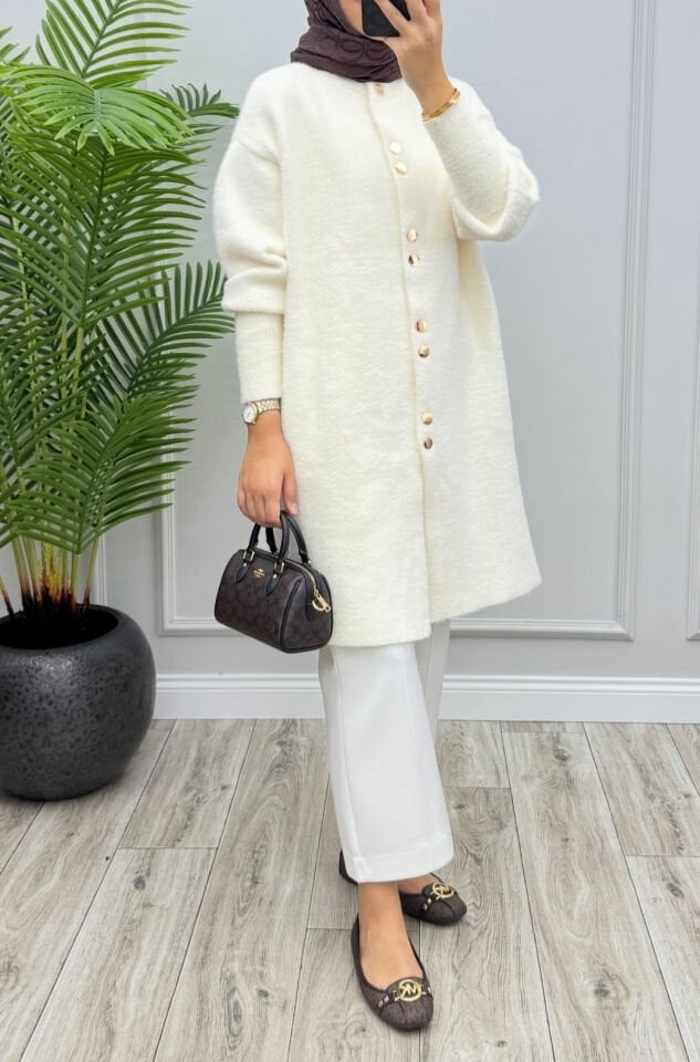 Hanna Angora Hırka Ekru