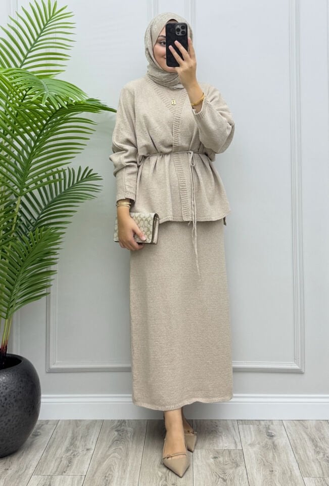 Lune İç Elbiseli Hırka Takım Taş (ön sipariş)