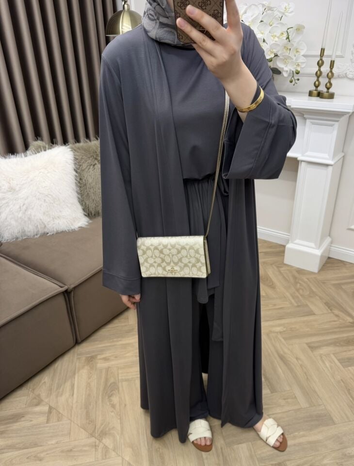 Pena Oysho Pantolonlu Abaya Takım Antrasit