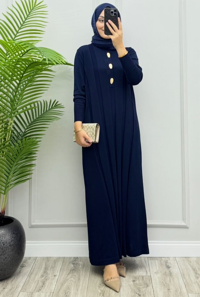 Laden Merserize Elbise Lacivert