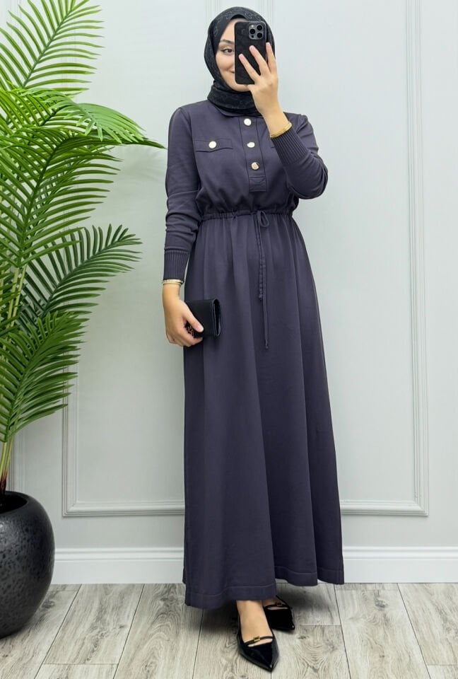 Mayla Merserize Elbise Antrasit