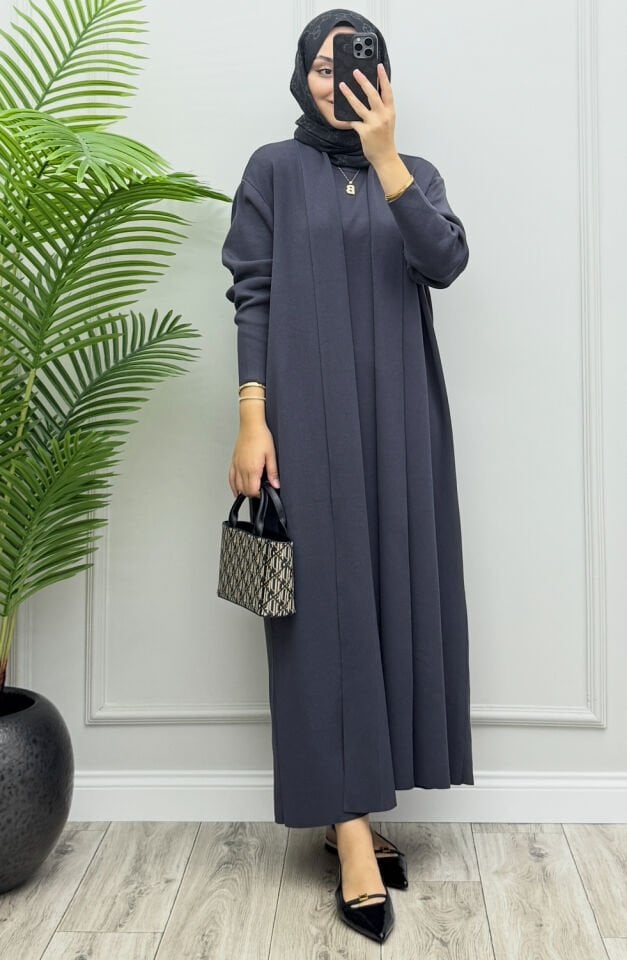 Fara İç Elbiseli Hırka Takım Antrasit