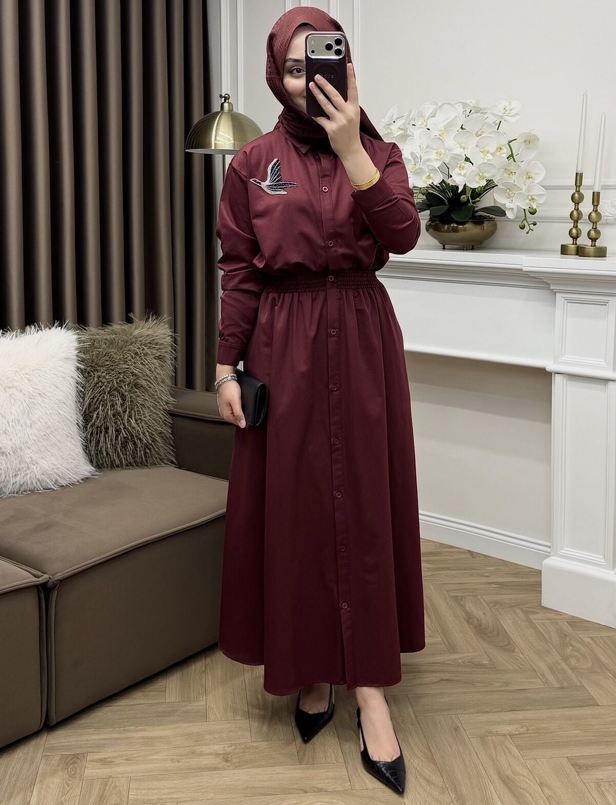 Bymen Elbise Bordo