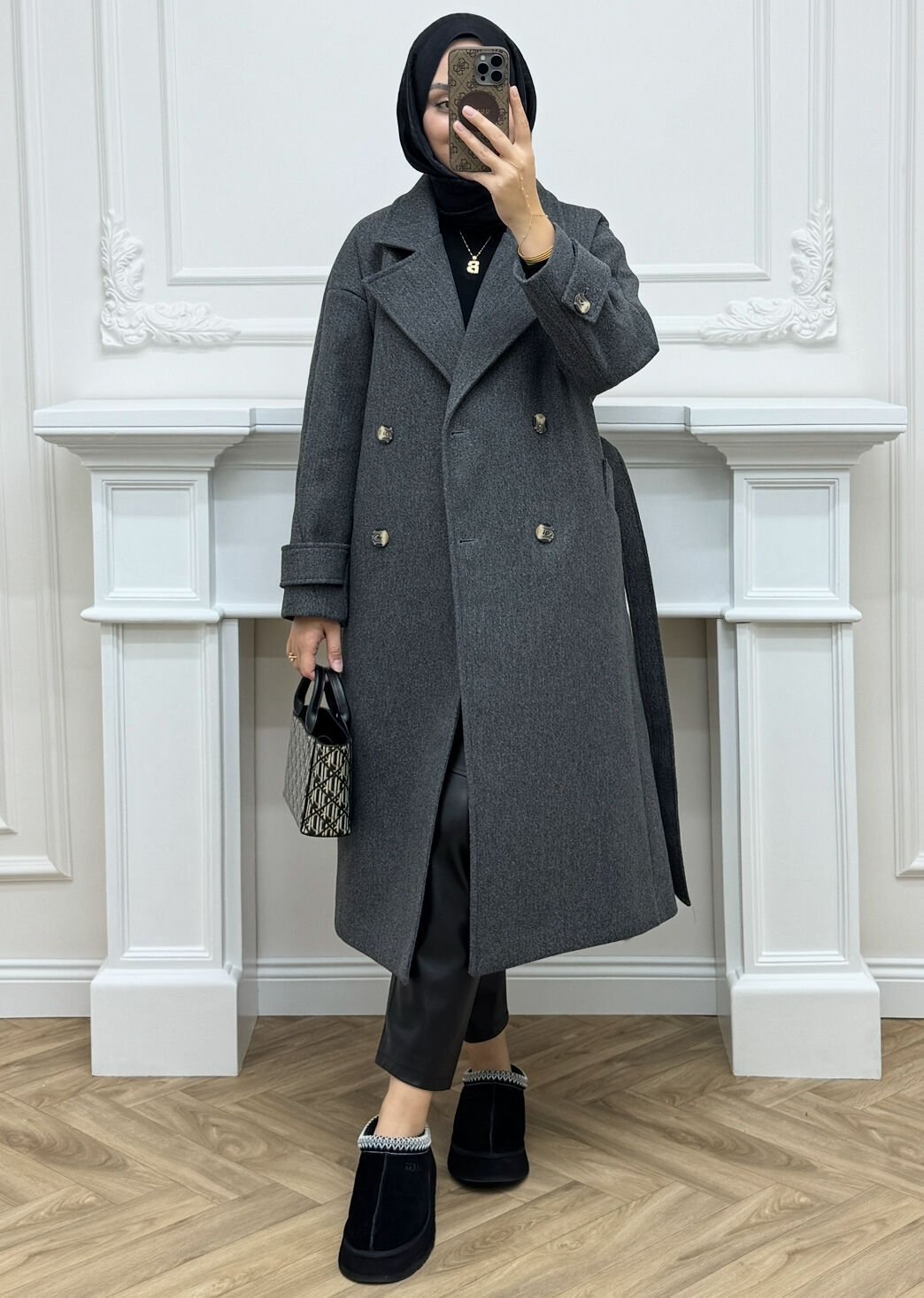 Quar Kaşe Kaban Antrasit