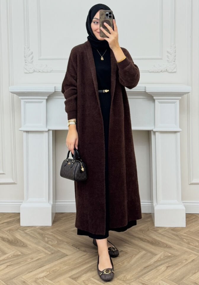 Pamel Angora Hırka Kahve