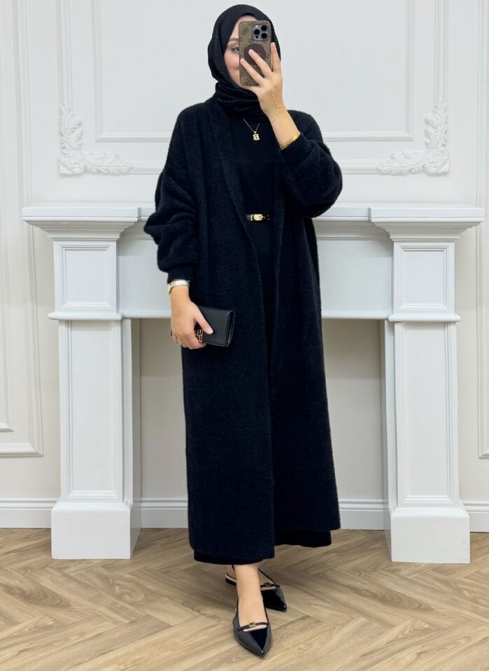 Pamel Angora Hırka Siyah