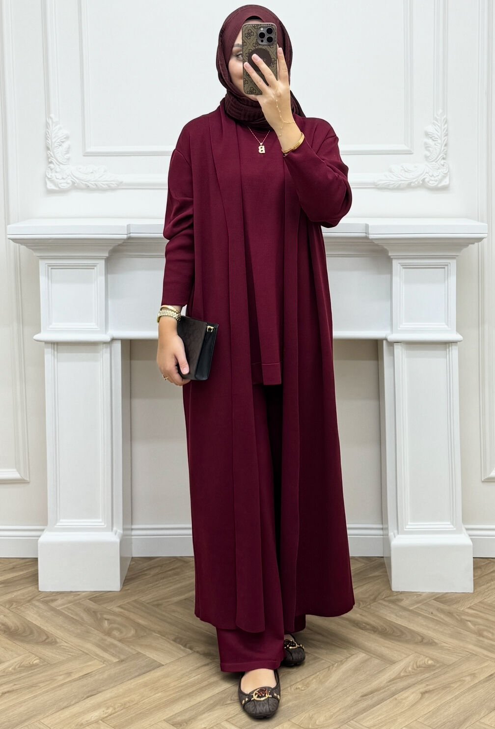 Kayra Çelik Örme Üçlü Takım Bordo