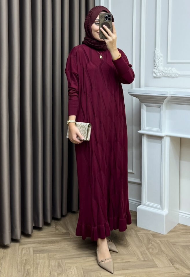 Lumina Merserize Elbise Bordo