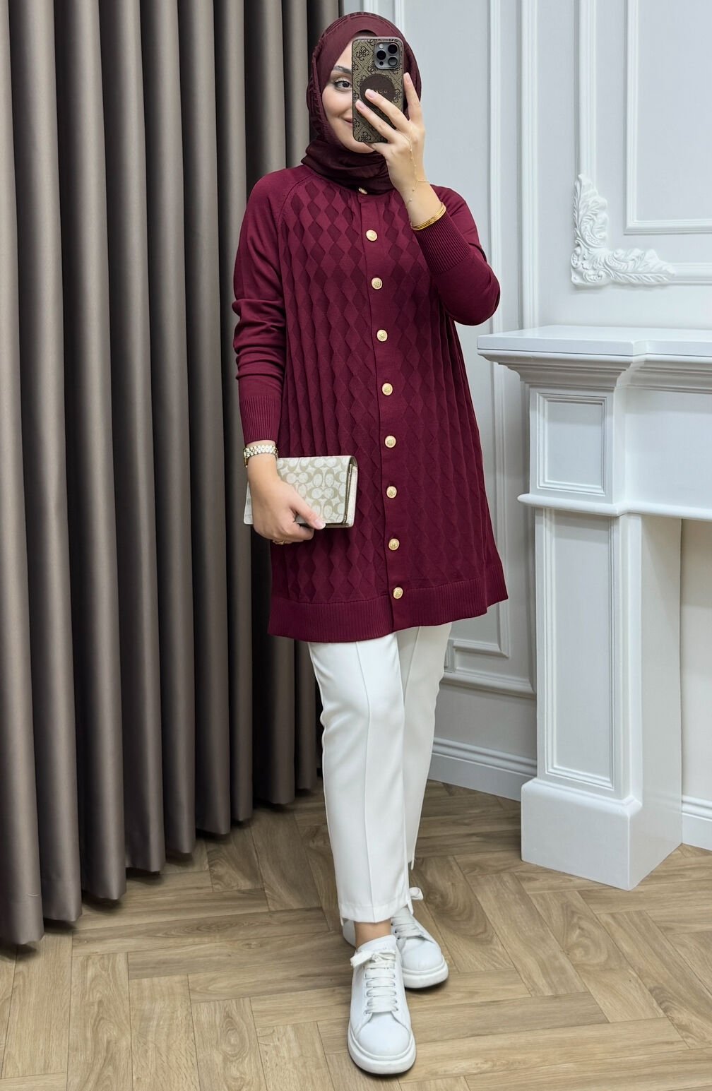 Moi Merserize Hırka Bordo