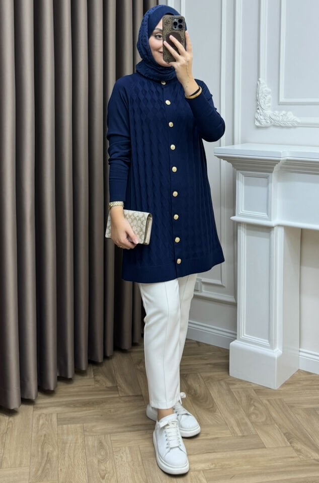 Moi Merserize Hırka Lacivert