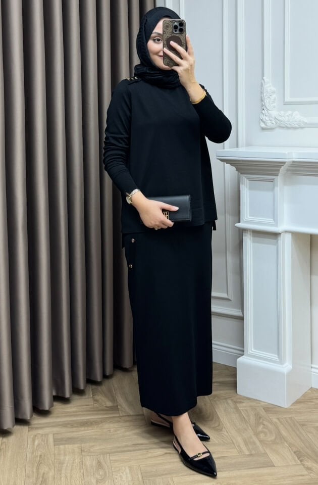 Penula Merserize Etekli Takım Siyah