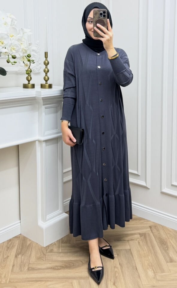 Milen Çıtçıtlı Merserize Elbise Antrasit