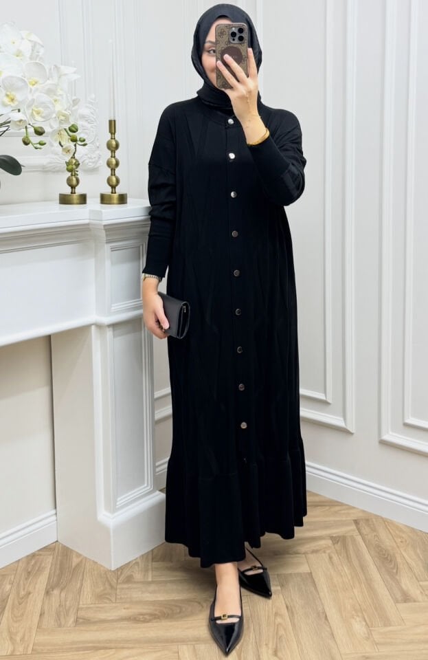 Milen Çıtçıtlı Merserize Elbise Siyah