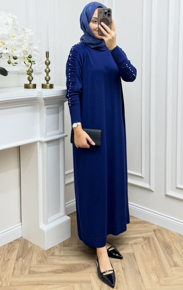 Melo İncili Merserize Elbise Saks