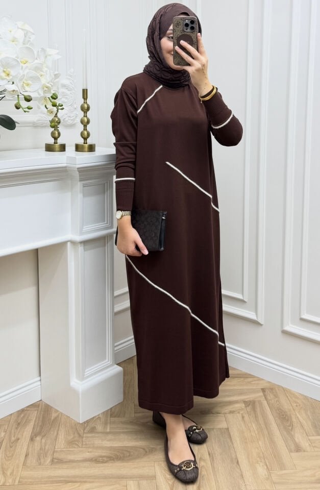 Sienna Merserize Elbise Kahve