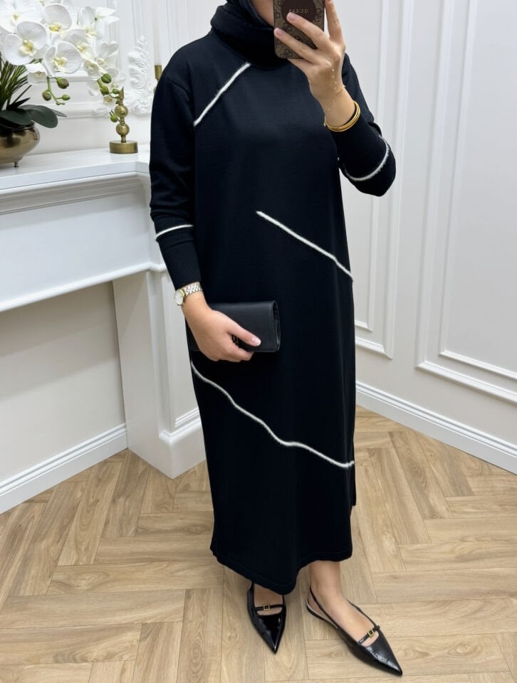 Sienna Merserize Elbise Siyah