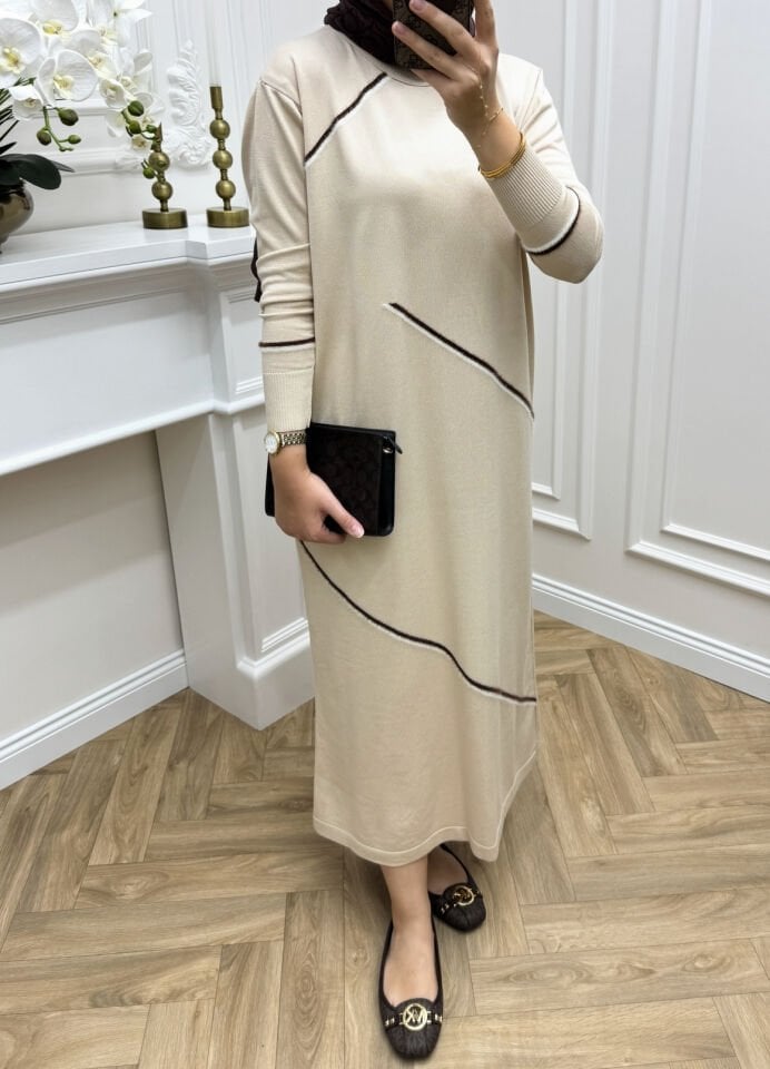 Sienna Merserize Elbise Krem