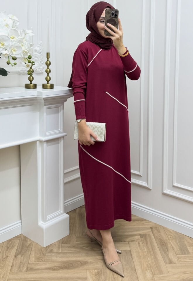 Sienna Merserize Elbise Bordo