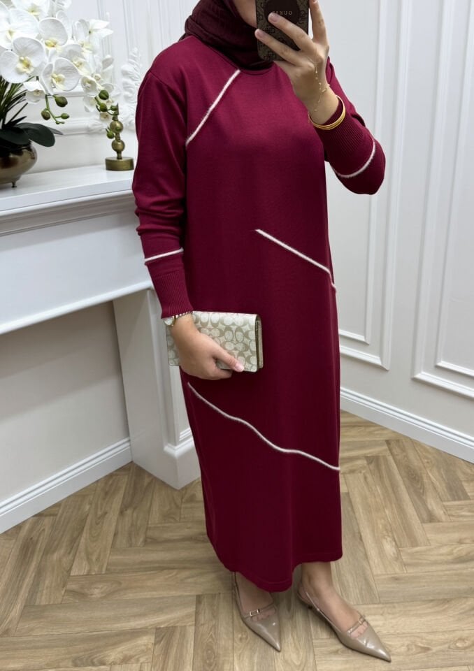 Sienna Merserize Elbise Bordo